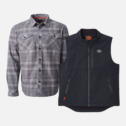 The Clark Heavyweight Flannel Shirt & Wright Tech Vest Pack