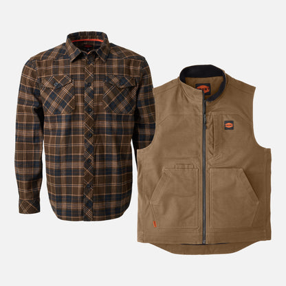 The Clark Heavyweight Flannel Shirt & D'Angelo Utility Vest Pack