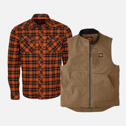 The Clark Flannel Shirt & D'Angelo Utility Vest Pack